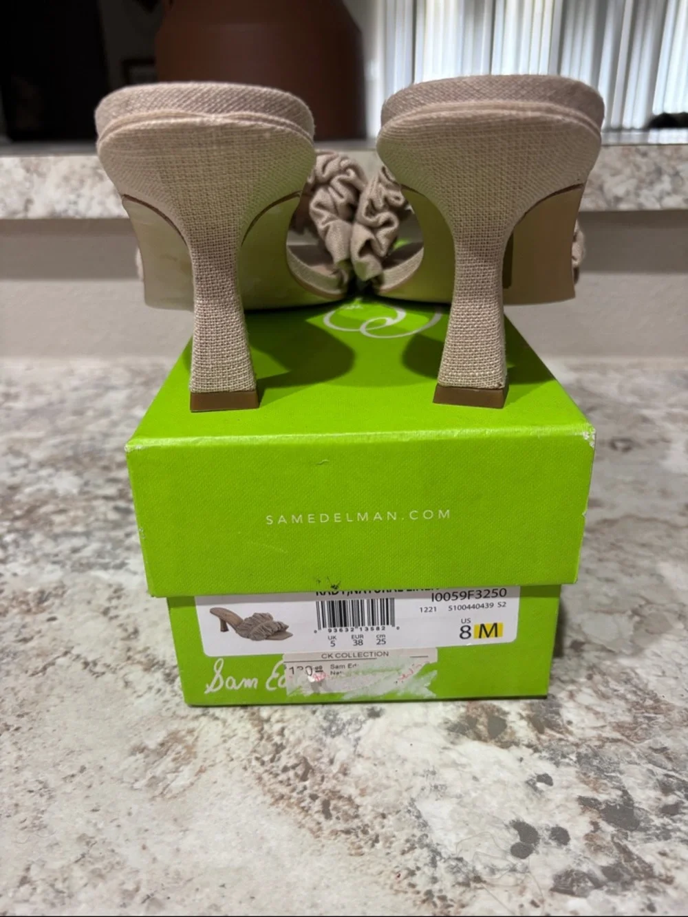 Sam Edelman Taupe Ruffle Slide Mules - Picture 2 of 8